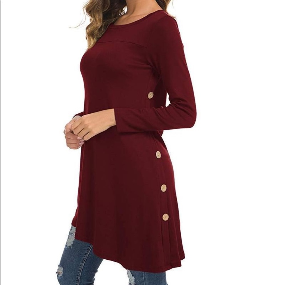 KORSIS Long Sleeve Round Neck Button Side Tunic